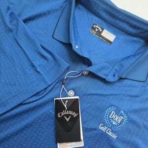 Callaway‎ Mens Golf Short Sleeve Polo Shirt Magnetic Blue Large Opti Dri Stretch